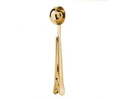 2-in-1 Kaffeelöffel mit Klammer Messlöffel aus rostfreiem Stahl mit Siegelbeutelclip Teelöffel Messlöffel Beutelverschlußclip