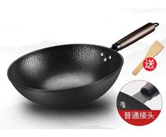Zhangqiu Eisenpfanne Unbeschichteter Wok Antihaftpfanne Haushaltskochtopf Gasherd Induktionsherd Spezialpfanne,32cmroundbottom