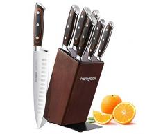 homgeek Messerblock Set, Profi Messerset mit Holzblock, Edelstahl Kochmesser Set mit Ergonomischem Griff, 7-Teilings