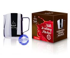 OneChois Milch Pitcher rostfreiem Edelstahl Milchkännchen perfekt für Milchaufschäumer Cappuccino Milchschaum Cafe Art Aufschäumkännchen(600ml)