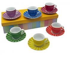 12-tlg. Espressotassen-Set DELIZIA | aus Porzellan | Farbenfrohes Espresso-Set für 6 Personen | mit Aufbewahrungs - / Geschenkebox