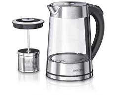 Arendo - Glas Wasserkocher mit Temperatureinstellung und Teesieb Teekocher - Einstellbare Temperaturen 40, 70, 80,100 Grad - 1,7 Liter - Abschaltautomatik - Warmhaltefunktion