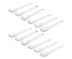 Schramm® 12 Stück Porzellan Eierlöffel weiss Eier Löffel Teelöffel Servierlöffel Kaffeelöffel Dessertlöffel Mokkalöffel Dip Löffel 12er Pack