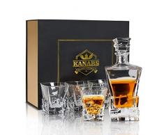 KANARS Whisky Karaffe Set, 800ml Whiskey Dekanter mit 4x 300ml Gläser, Bleifrei Kristallgläser, Schöne Geschenk Box, 5-teiliges, Hochwertig