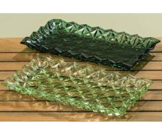 2 x Deko-Tablett Avila im Set Serviertablett Servierplatte Tischdekoration Kuchenplatte Platte Geschenk (hellgrün-grün)