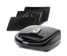 Aigostar Sandwichmaker 3 in 1,Sandwichtoaster,Tisch-Grill,Waffeleisen 3 in1,3 abnehmbare Grillplatten| American Toast, Waffeln, Fleisch | Antihaftbeschichtet | Schwarz