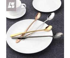 MoonyLI 9-Zoll-Rührlöffel aus Edelstahl mit langem Griff zum Mischen, Rühren von Cocktails, Tee, Kaffee, Milchshake, kaltes Getränk. 2 Stück