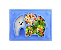 Baby Teller， Silikon Rutschfester Baby Tischset mit Saugnapf für Baby Kleinkind und Kinder，kinderteller passend für die meisten Hochstuhl-Tabletts-26 x 20 x 3 cm (Blau)
