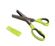 Kräuter Schere Cutter Lebensmittel Fleisch Gemüse Mehrzweck 5 Ebene Klinge PROFI Edelstahl Küche neigen mit Reinigung Kamm Kit Küche einfach Schnelles Werkzeug Best Kräuter Chopper