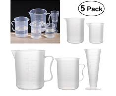 UEETEK Kunststoff Messbecher Becher Labs Becher mit Maßstab Mark,50ml 100ml 150ml 250ml 500ml,Set von 5