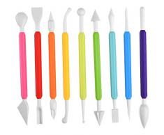 Irich Fondant Modellierwerkzeug Set, 9 Stück Fondant DIY Ausstechformen mit 18 Funktionsteilen Modellierwerkzeug Kuchen Backen Zubehör für Clay Dekoration Fondant Marzipan Blumen