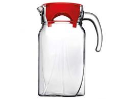 ORION GROUP Glaskaraffe Glas Karaffe LUNA 1,75 L mit Deckel und Auslauf für hausgemachte Getränke Eistee Milch Kaffee Wein