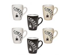 esto24 6er Set Kaffeebecher Set Keramik 300ml Mug Aufschrift Its Coffee Time