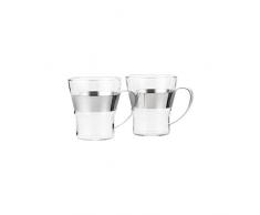Bodum 4552-16 ASSAM 2-teiliges Kaffeeglas-Set (Doppelwandig, Metallgriff, Spülmaschinengeeignet, 0,3 liters) glänzend