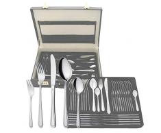 GRÄWE Besteckkoffer für 12 Personen, 100-teilig - Tafelbesteck-Set aus Edelstahl mit Fadendekor - SerieSALZBURG