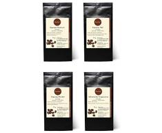 4 x Espresso Geschenkset Probierset - Espresso Hell, Espresso Dunkel, Espresso Premium, Italienischer Cappuccino - Espresso Kaffee Set - 100 % Arabica - gemahlen - 4 x 75 g (300 g insgesamt)