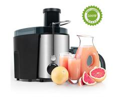 OZAVO Entsafter Gemüse und Obst, Zentrifugaler Entsafter fmit Breiter Mund, Juicer Extractor, Edelstahl-Entsafter mit Rutschfeste Füße, BPA frei