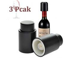 Johiux Weinflaschenverschluss, Weinkonservierer Vakuum, Wiederverwendbar Weinverschluss Wein Pumpe Halten Frisch Wine Saver Sealer. (Black, 3)