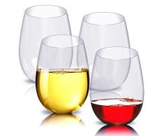 ThreeCat Weingläser Unzerbrechliche Plastikbecher 100% Tritan Bruchsicher Kunststoff Weinglas Spülmaschinenfest Set von 4 (16oz)