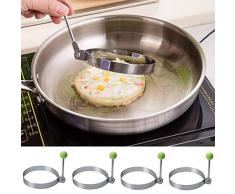 4 STK Spiegeleiform Edelstahl Bratring Eier Form Antihaft Küche Werkzeug pfannkuchen Braten Fried (Rund)