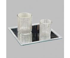 DRULINE Spiegel Dekoteller Kerzenhalter Tablett Mirror Spiegeltablett Deko Teller Eckig