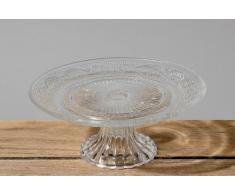 Boltze Tortenplatte, Servierplatte Relief aus Glas mit Standfuß, Ø ca. 18 cm