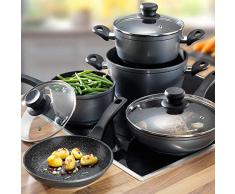 STONELINE® Kochgeschirr-Set, 8-teilig, mit Glasdeckeln, induktionsgeeignet