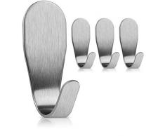 Perfectosan | selbstklebende Handtuchhaken aus hochwertigem Edelstahl | 4 Stück | 100% rostfrei | praktische Halterung für Ihr Bad | Klebehaken | Handtuchhalter ohne Bohren | Bademantelhaken