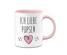 Tassenbrennerei Tasse mit Spruch Ich Liebe Pupsen, furzen Bürotasse Geschenk für Arbeitskollegen, Kollegin, Freundin Tassen mit Sprüchen lustig (Rosa)