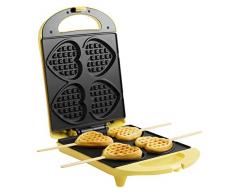 Bestron Waffeleisen für Herzwaffeln am Stiel, Retro Design, Sweet Dreams, 780 Watt, Gelb