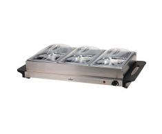 Excellent Electrics - Buffetwärmer Edelstahl Warmhalteplatte mit DREI 2 Liter Schalen und DREI Deckel