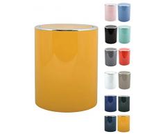 MSV Bad Serie Aspen Design Kosmetikeimer Bad Treteimer Schwingdeckeleimer Abfallbehälter mit Schwingdeckel 6 Liter (ØxH): ca. 18,5 x 26 cm Pastell Gelb