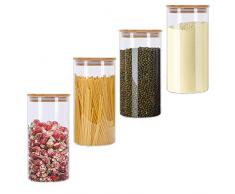 GoMaihe Vorratsdosen 4er Set, Vorratsdosen Glas Gewürzgläser Luftdicht Glasbehälter aus Glasdose Mit Deckel Set, Mepal Vorratsdosenset Glas Aufbewahrung Küche Tee Gewürzgläser 1.2L