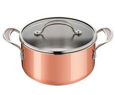 Tefal E49044 Jamie Oliver Triply Copper Kochtopf mit Glasdeckel, Dreischichtmaterial (edelstahl/Aluminium/Kupfer), 20 cm