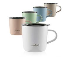 eppikan® Edelstahl Thermobecher, Isolierbecher, Kaffeetasse, Trinkbecher, EppiLungo Thermotasse 260 ml, für Kaffee und Tee, Deckel mit Trinköffnung (Iceberg White)