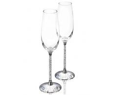 Champagner Gläser - Set von 2 mit Swarovski-Kristallen - Dekoration - Hochzeit - Jahrestag - Einweihungsfeier