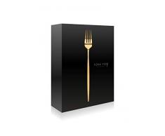 FORK YOU - Besteckset Gold Matt Essbesteck spülmaschinengeeignet | für 4 Personen 16-TLG | Rostfreier 18/8 Edelstahl | Tafelbesteck PVD- Beschichtung (Gold)