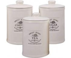 DRULINE 3er Set Aufbewahrungsdose Keramik Dose Zucker Kaffee Tee Sugar Coffee Tea