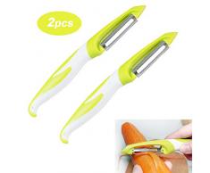 QitinDasen 2Pcs Professionell Pendelschäler Set, Gemüseschäler & Obstschäler, Kartoffelschäler, Karottenschäler, Universalschäler (Grün)