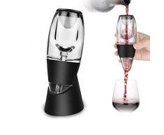 Zorara Weinbelüfter, Wein Dekanter Dekantierer Rotwein Aerator Set Schnellest Ernüchternd Wein Belüfter Weindekanter Standfuß Ausgießer Diffusor (Schwarz)