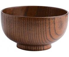 WJSW Holzgeschirr Massivholznudeln Reis Suppenschüssel Obst- und Gemüsesnacks Gebäckschale Essgeschirrset (Farbe: S)