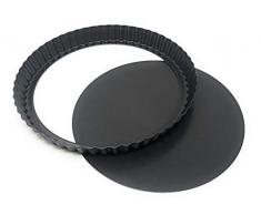 MGE - Tarteform mit Hebeboden - Quicheform - Tortenbodenform - Gekräuselte Backform für Kuchen - Karbonstahl - Antihaftbeschichtung - Ø 26 cm