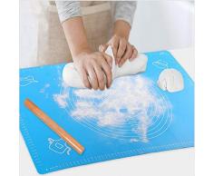 65x45CM Backmatte Baking Mat Nonstick Rutschfeste Backunterlage mit Messungen Fondant Teig Gebäck aus Silikon Backmatte Teigmatte Wiederverwendbar für Fondant Gebäck Pizza Matte, BPA Frei（ Blau）