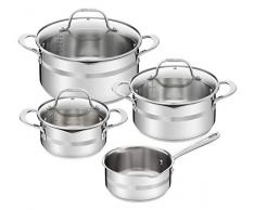 Tefal E494S7 Jamie Oliver Brushed Topfset, 7-teilig, inkl. 3 x Glasdeckel, genietete Griffe, kompatibel mit allen Herdarten, Edelstahl
