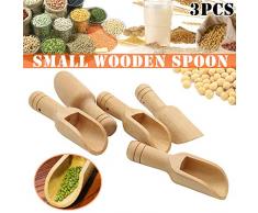 PerGrate Holzlöffel Klein, Dosierlöffel, Pfannenwender Holz, 3 Stück Holz Kleine Schaufel Salz Zucker Kaffeelöffel, Mini Küche Kochwerkzeug