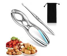 Nussknacker walnüsse Edelstahl, Walnuss Cracker Haselnussknacker Nussöffner Multifunctional für Wallnüsse, Mandeln, Paranuss, Krabbenklaue, Haselnüsse mit 1 Gabeln/Picks und 1 Aufwahrungbeutel