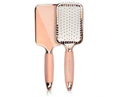 Navaris Haarbürste Rosegold mit Gel Griff - Paddle Brush für kurze & lange Haare - Zum Bürsten Föhnen - Haar Bürste in Rose Gold Metallic