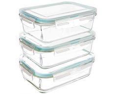 Glas-Frischhaltedosen 6 Stück [3 Behälter + 3 Deckel] - Glasbehälter - Transparente Deckel - BPA frei - FDA-zugelassene Behälter - für Home Küche oder Restaurant von KICHLY