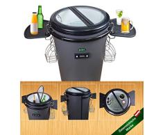 Party Cooler Kühlfass Mini Kühlschrank klein 75 l Getränkekühlschrank Minibar Fridge Getränkefass Outdoor Camping Bierkühler Garten Kühlbox elektrisch Minibar mit Glastür mobil rund auf Rollen