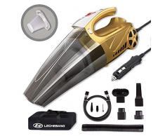 LB LECHEBANG 4 in 1 Auto-Luftpumpe Handstaubsauger Nass Trocken Verwerden Auto-Staubsauger Hochvakuum Vakuum für 12V Vakuum mit digitalem Reifenfüller und LED für Beleuchtung - HEPA-Filter